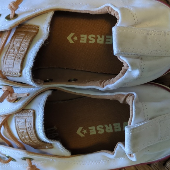 Women's Converse sneakers, size 10, white, tan leather, low riders, shoes - Picture 6 of 7